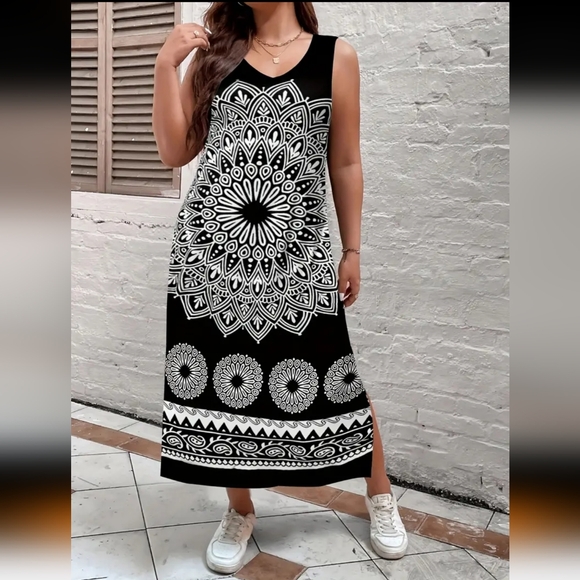 Chic Geometric Print Tank Dress - Picture 2 of 4